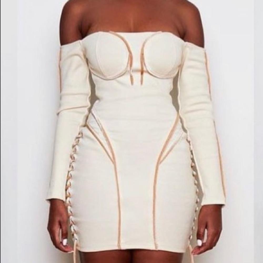 Bbx brand cream off the shoulder dress